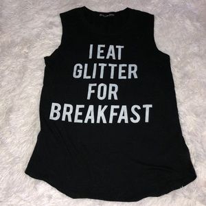Black Graphic Tank - “I Eat Glitter for Breakfast”